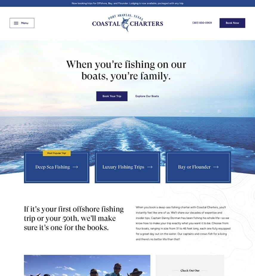 Coastal Charters website redesign